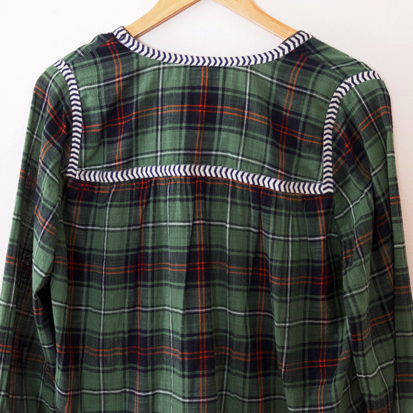 J. Crew Embroidered Peasant Top in Green Plaid - Picture 7 of 7